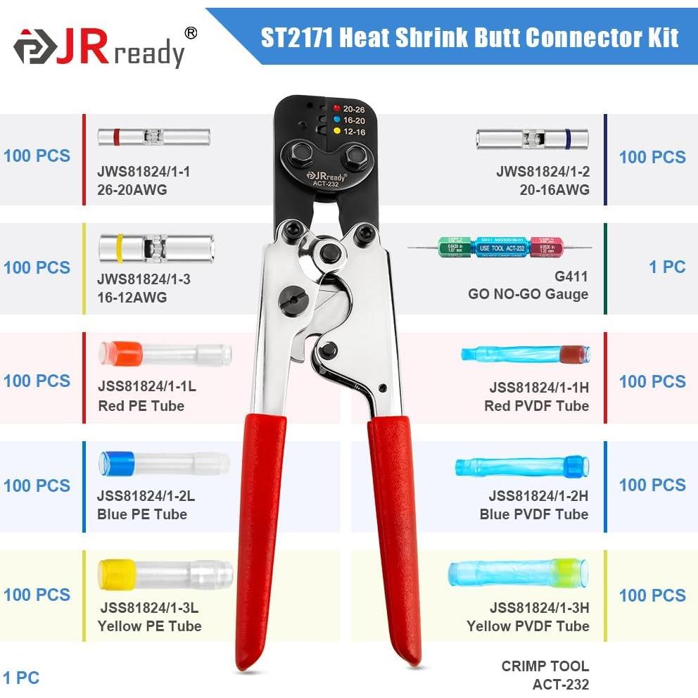 Kit de Conectores de Crimpado JRready ACT-232 IP68 300 Piezas
