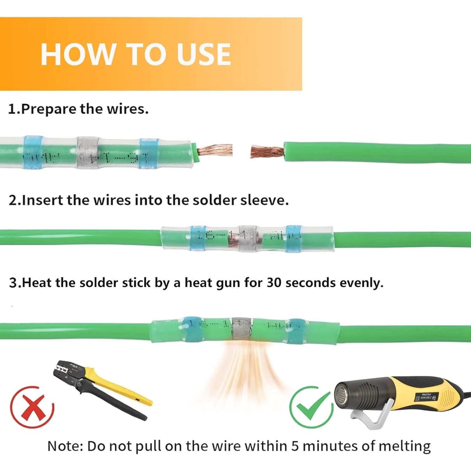 Kit de Conectores de Alambre de Soldadura Amliber 520PCS con Pistola de Calor 450W