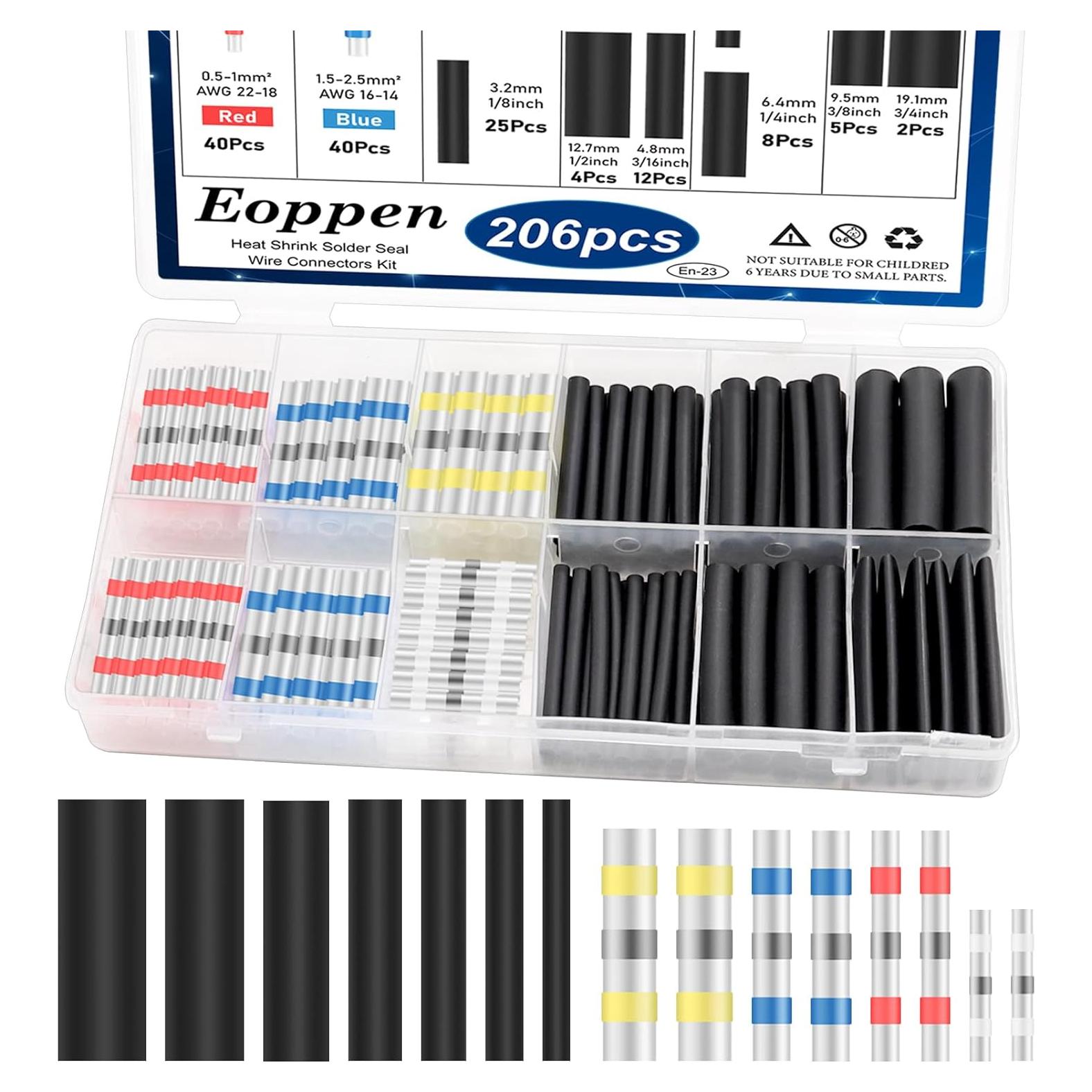 Kit de Conectores de Cable Eoppen 206Pcs Termocontraíbles Impermeables