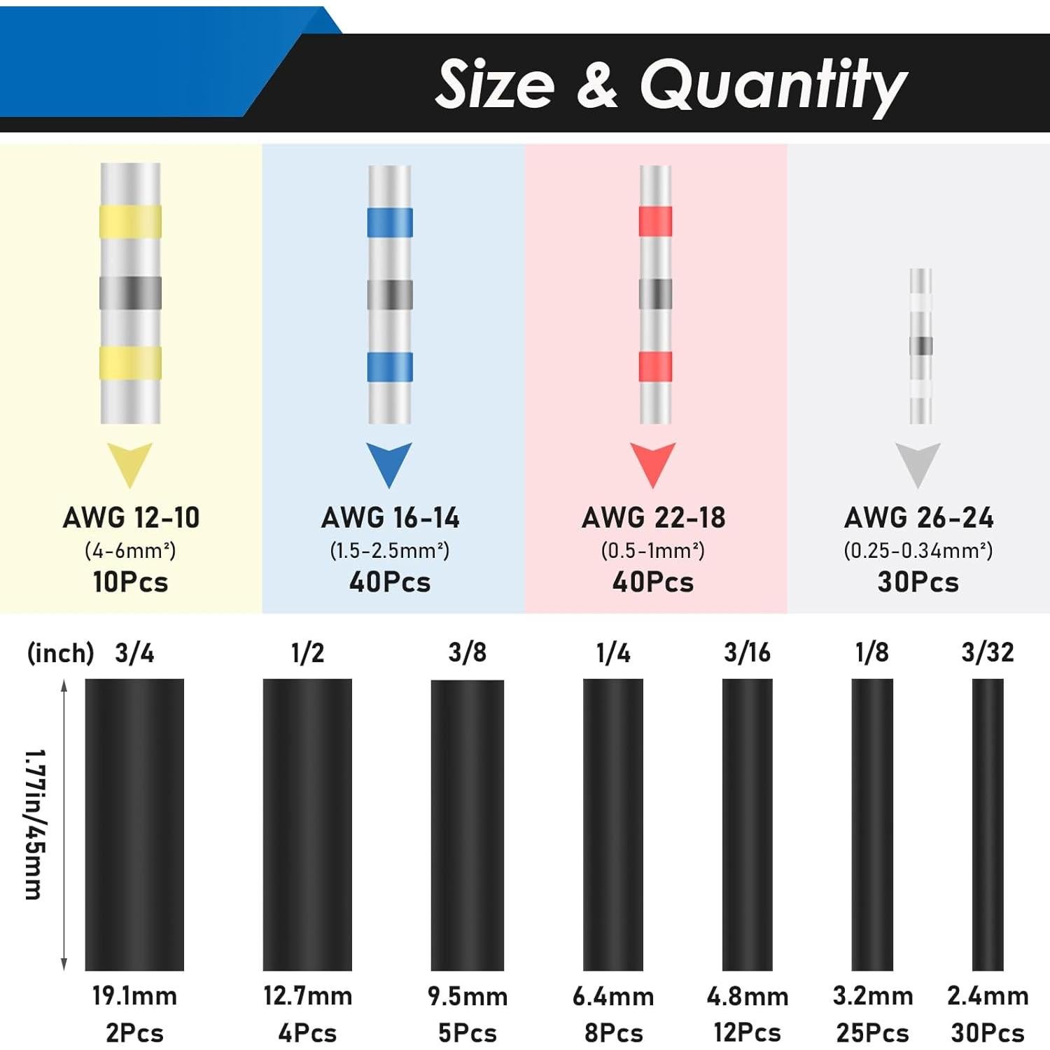 Kit de Conectores de Cable Eoppen 206Pcs Termocontraíbles Impermeables
