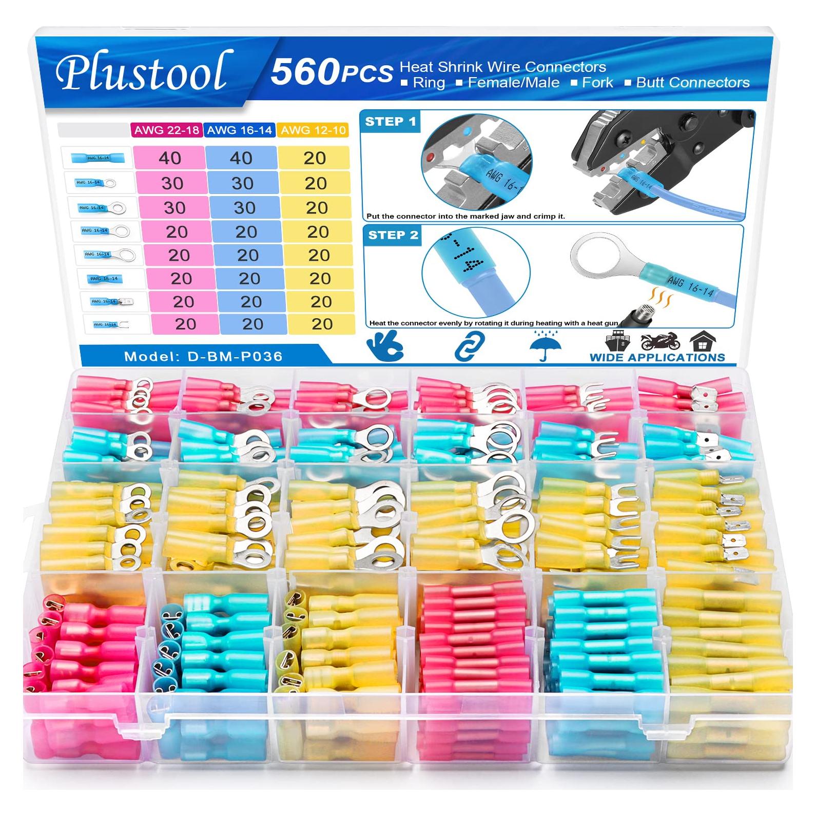 Kit de Conectores Eléctricos Aislados Plustool 560PCS AWG22-10
