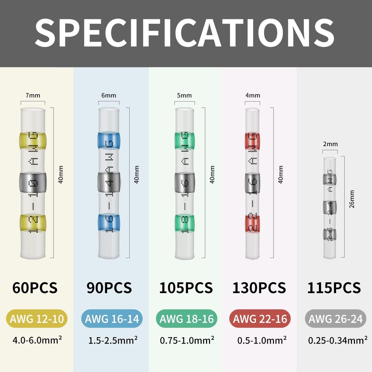 Kit de 500 Conectores de Cable Térmicos Impermeables Qizpcer