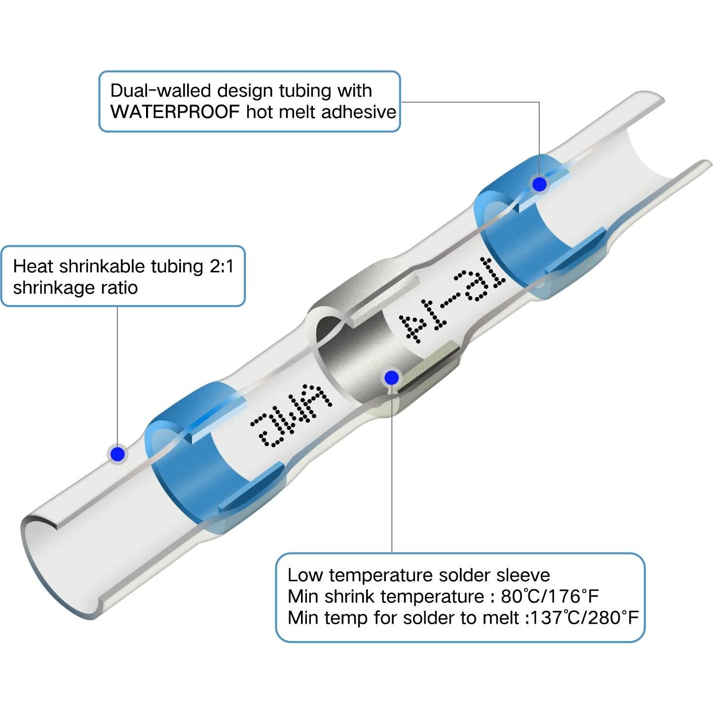 Kit de 500 Conectores de Cable Térmicos Impermeables Qizpcer