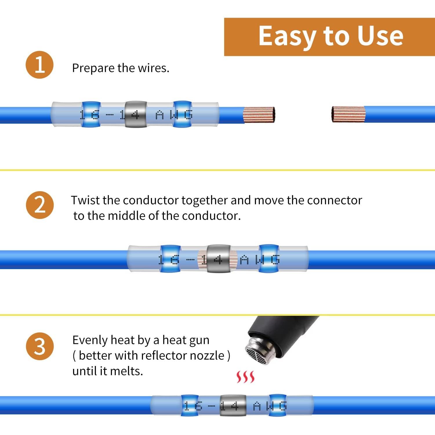 Kit de 500 Conectores de Cable Térmicos Impermeables Qizpcer