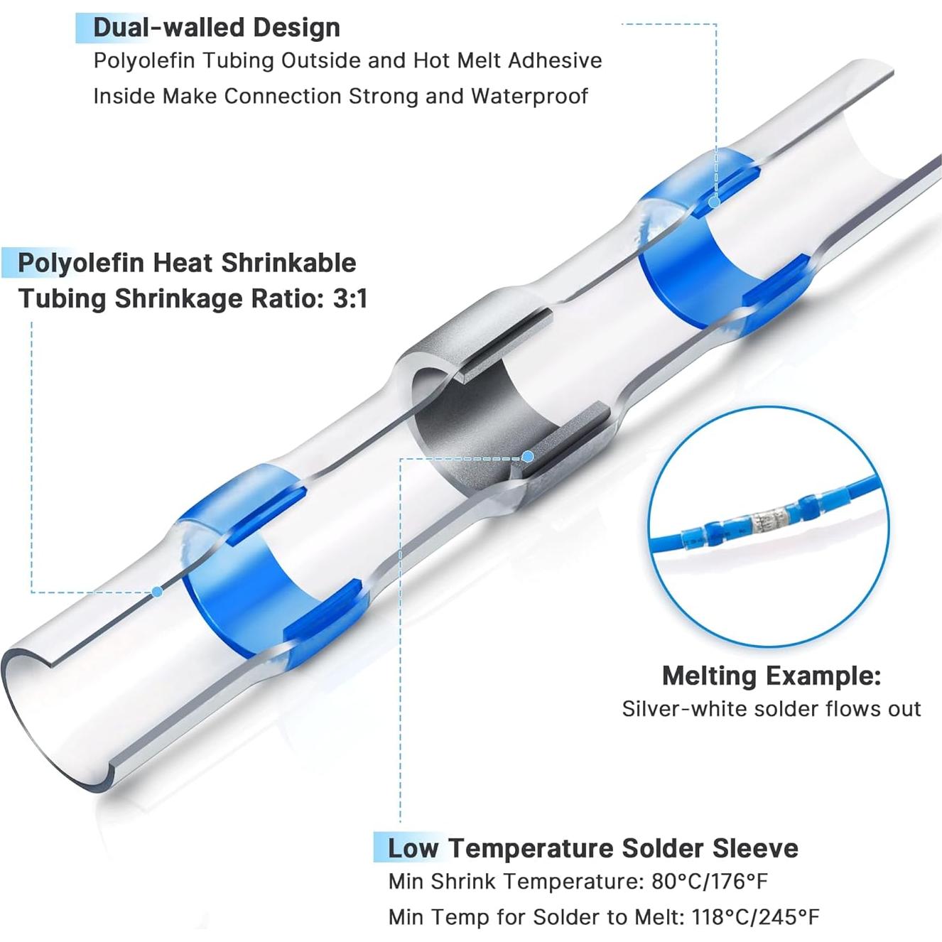 Kit de Conectores Eléctricos Kuject 500PCS Impermeables