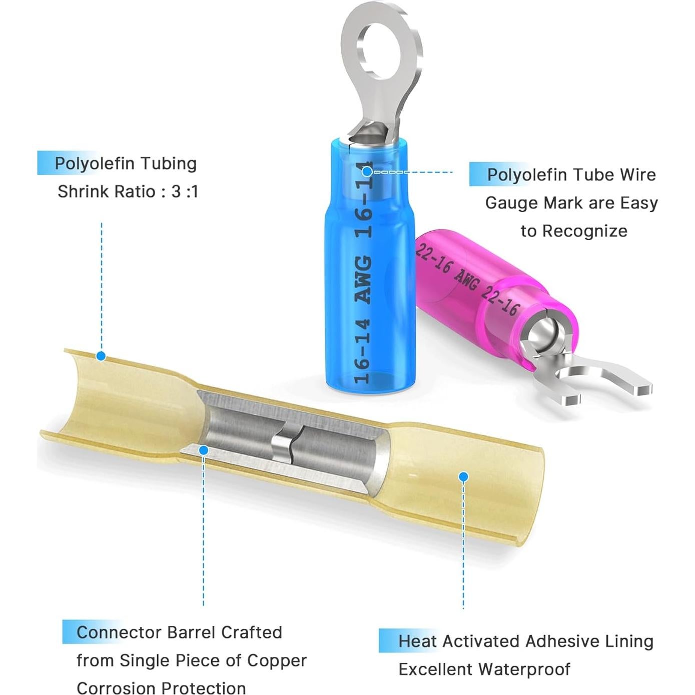 Kit de Conectores Eléctricos Kuject 500PCS Impermeables