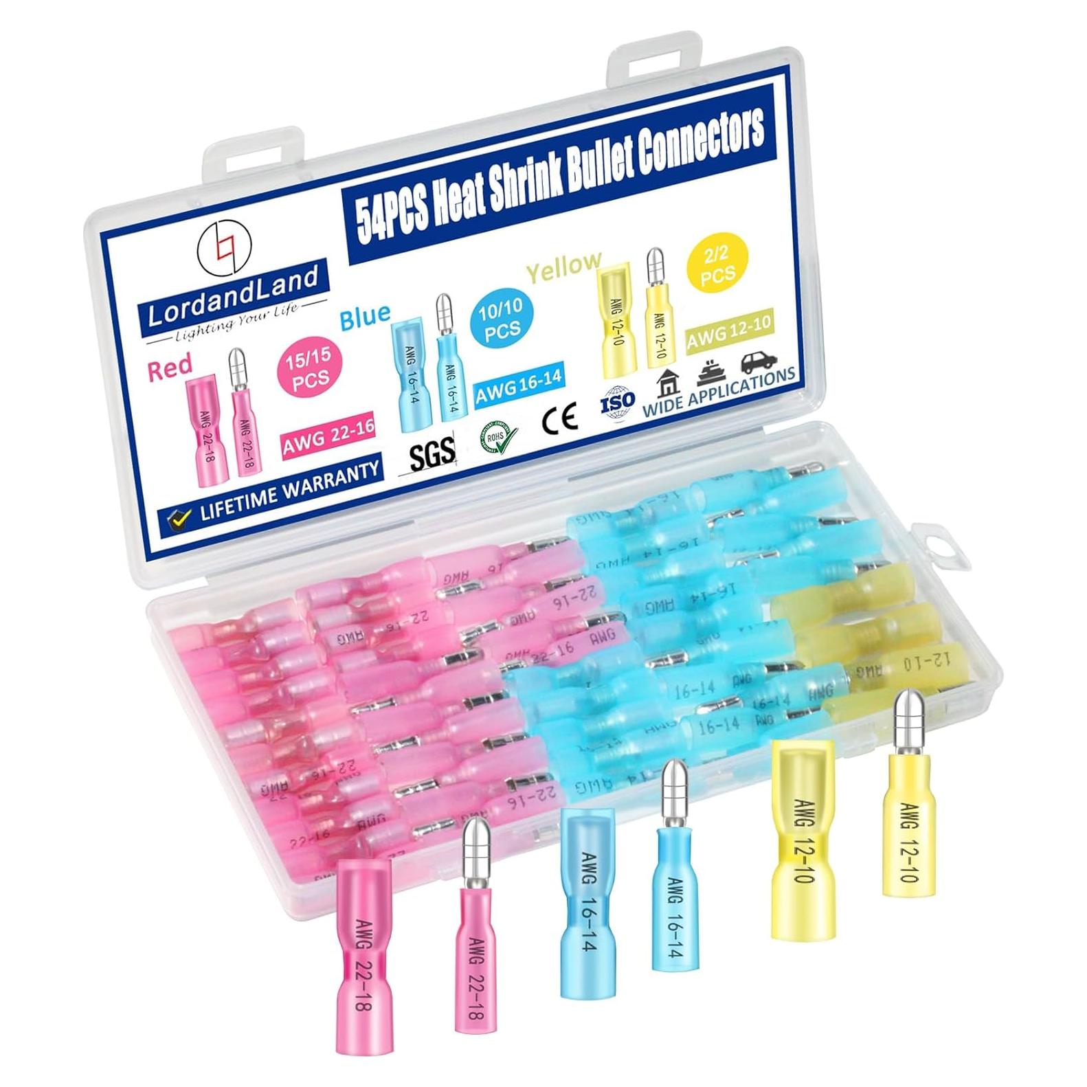 Kit de Conectores de Cable de Balas Termocontraíbles 54PCS