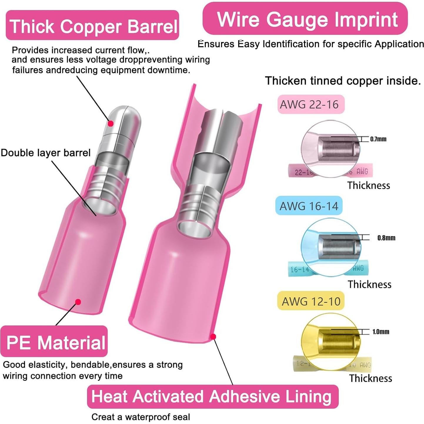 Kit de Conectores de Cable de Balas Termocontraíbles 54PCS