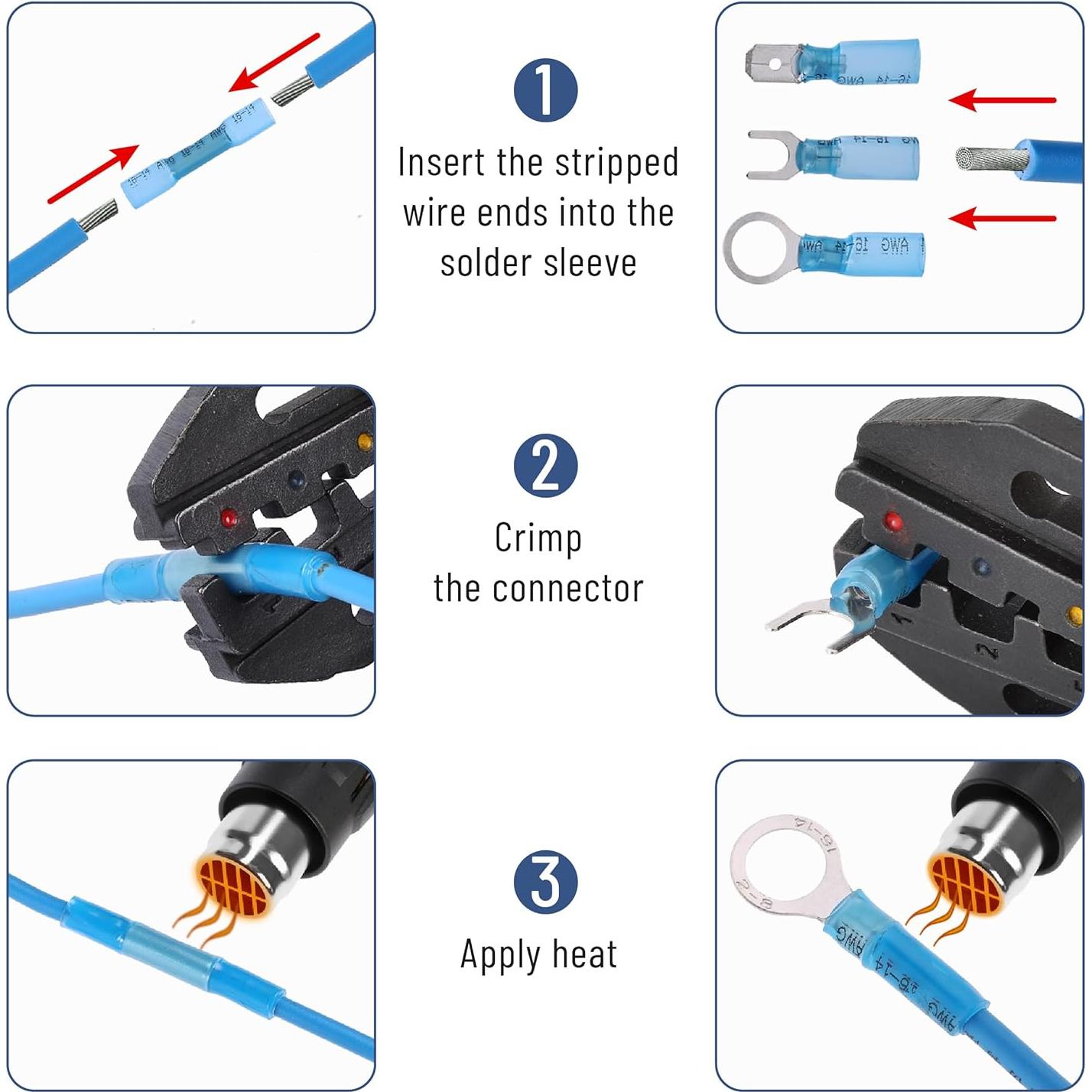 Kit de Conectores de Cable Termoretráctiles Bates - 320 Piezas