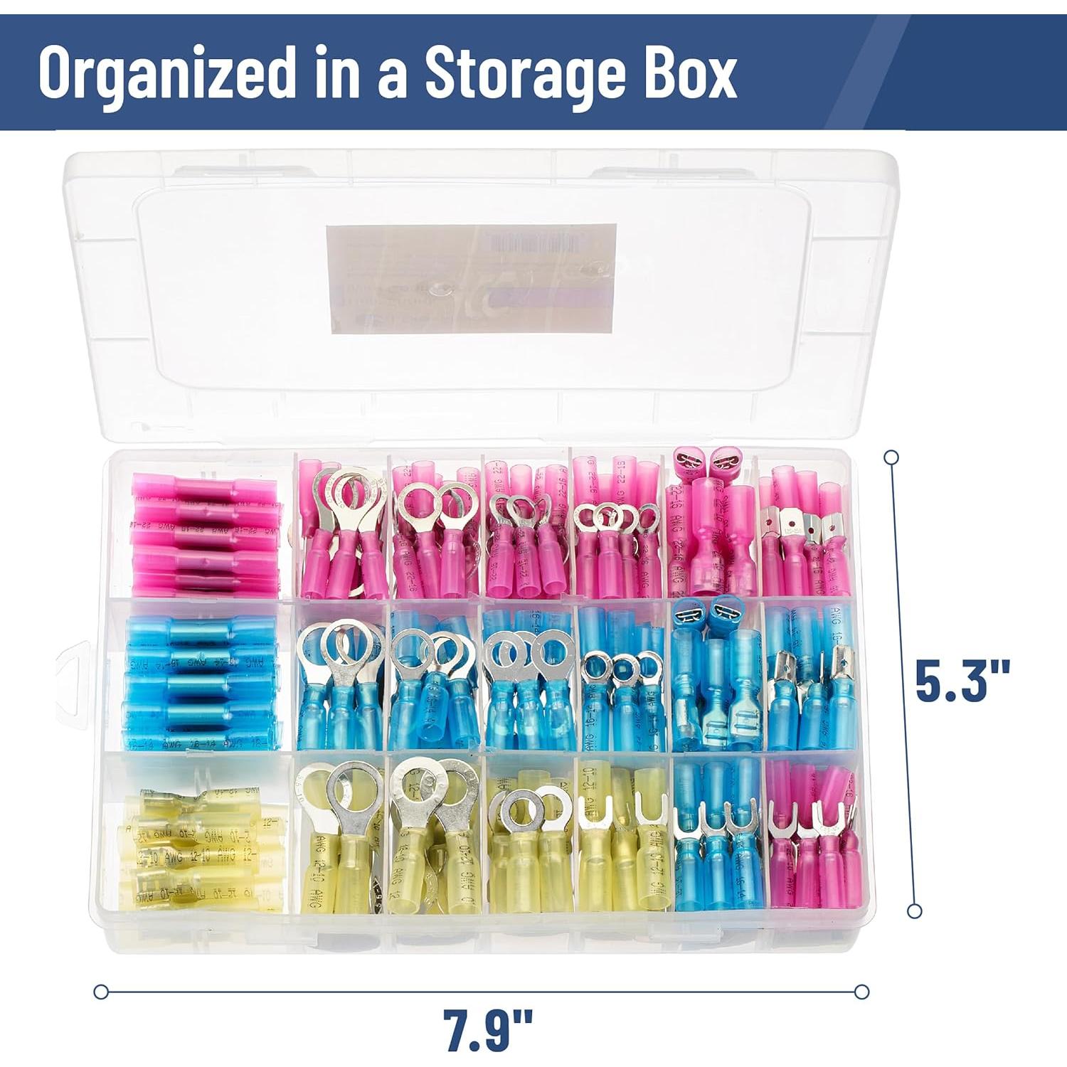 Kit de Conectores de Cable Termoretráctiles Bates - 320 Piezas