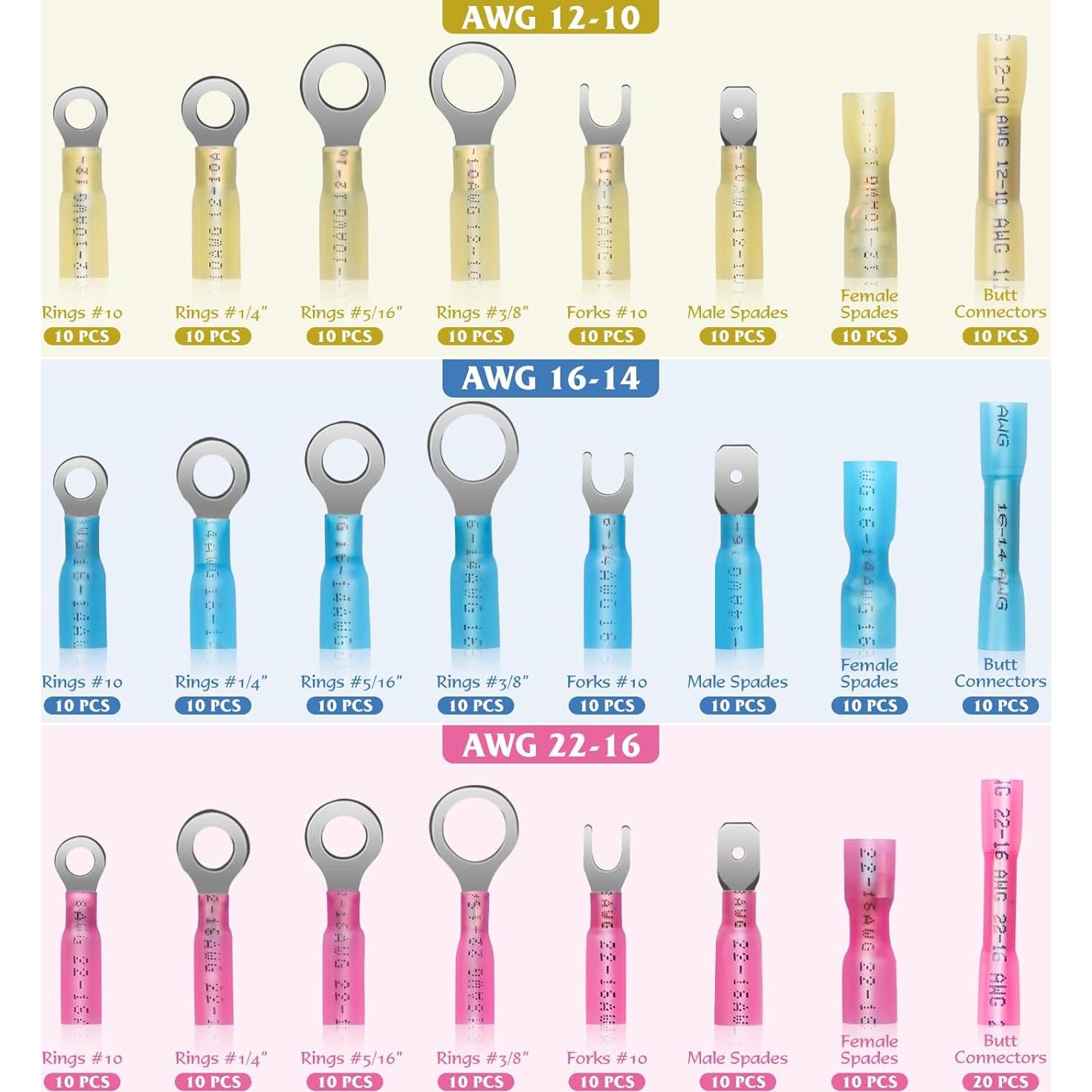 Kit de Conectores Eléctricos Termoretráctiles QX&XD 250PCS