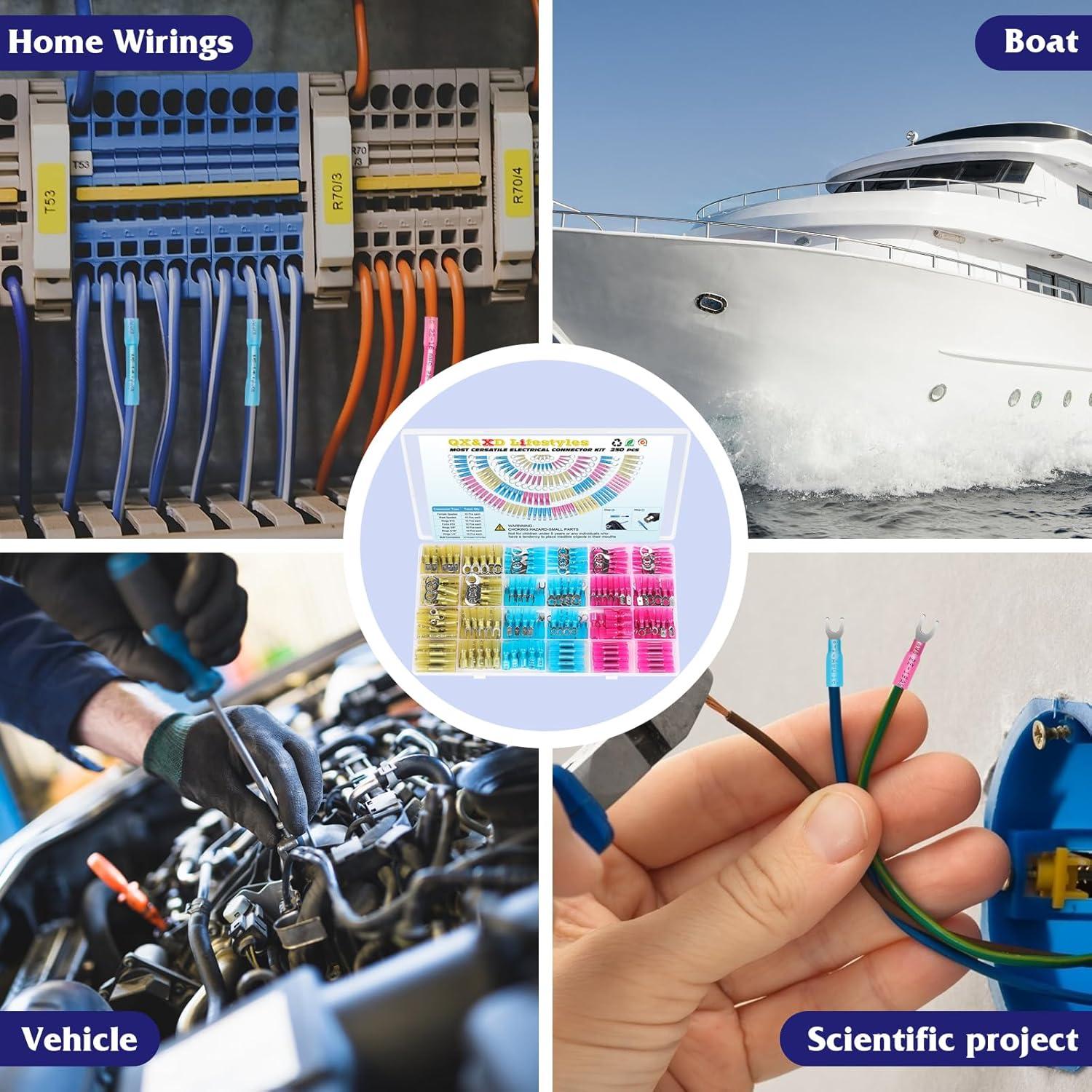 Kit de Conectores Eléctricos Termoretráctiles QX&XD 250PCS