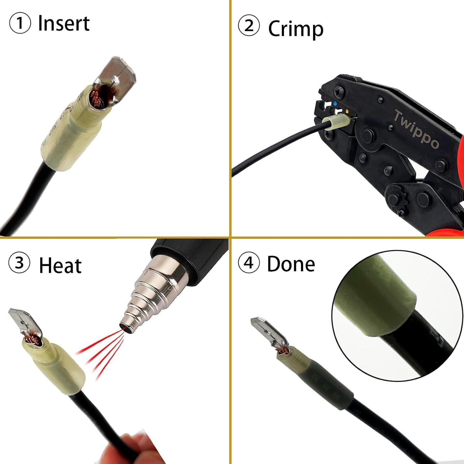 Kit de Conectores Termocontraíbles Twippo 550 Piezas 22-10AWG