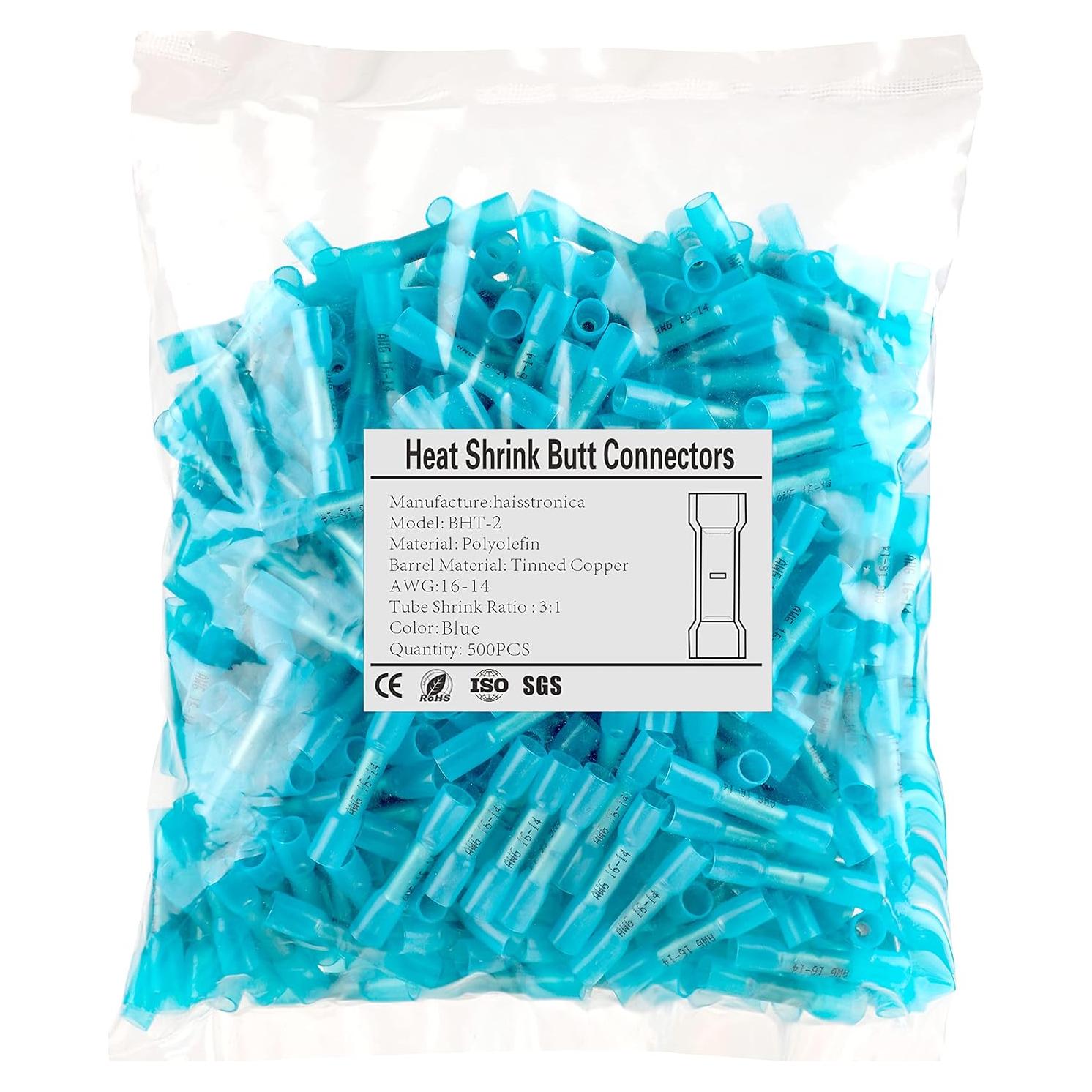 500 Conectores Termocontraíbles Azules AWG16-14 haisstronica