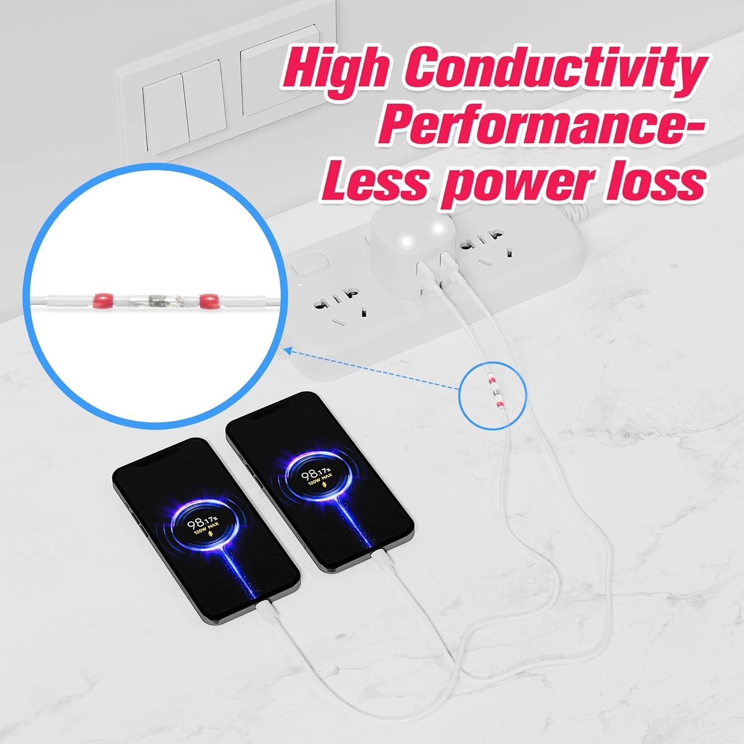Conectores de Cable Termorretráctiles Kuject 100PCS AWG 22-18
