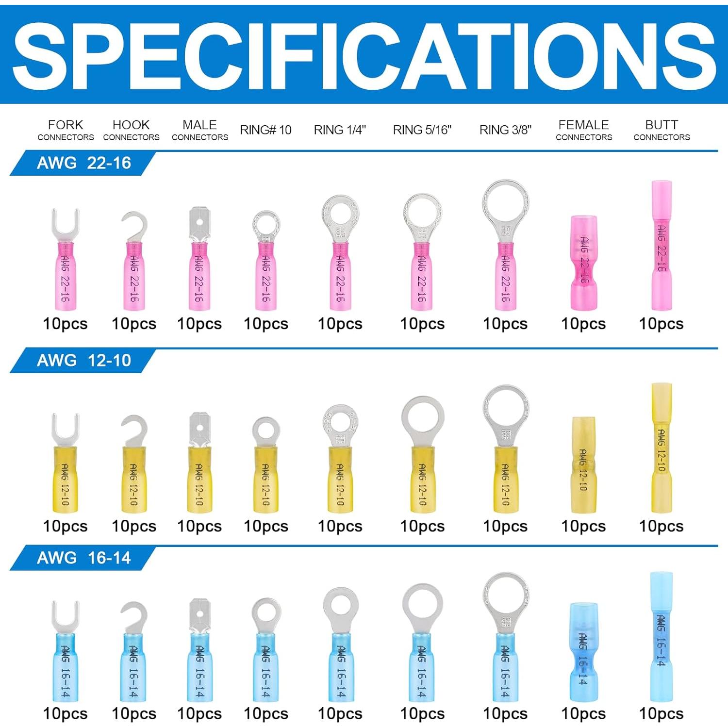 Kit de 270 Conectores de Cable Termoretráctiles PRECIHW