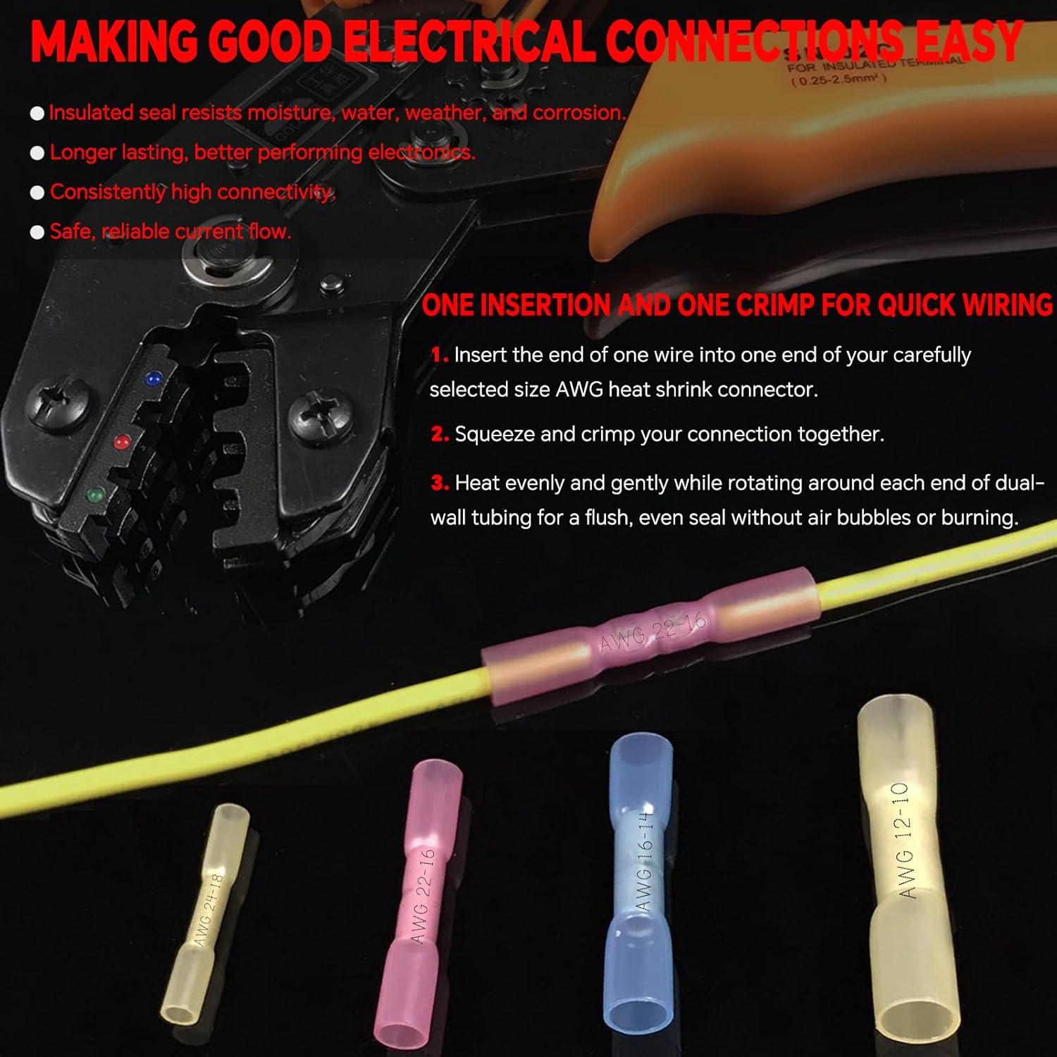 Kit de 360 Conectores de Empalme Termocontraíbles BAALA 26-10 AWG