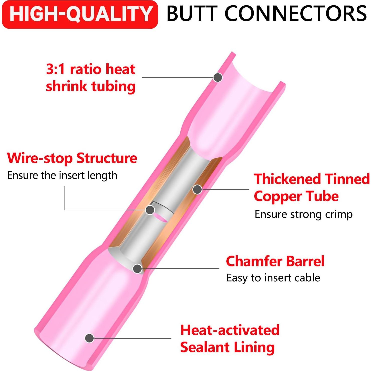 Kit de 360 Conectores de Empalme Termocontraíbles BAALA 26-10 AWG