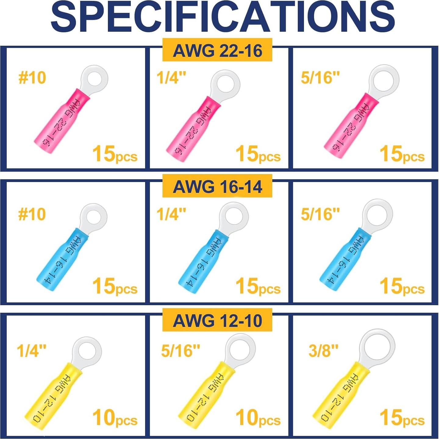 125 Pcs Conectores de Cable Termocontraíble Tanbupu - 3 Colores