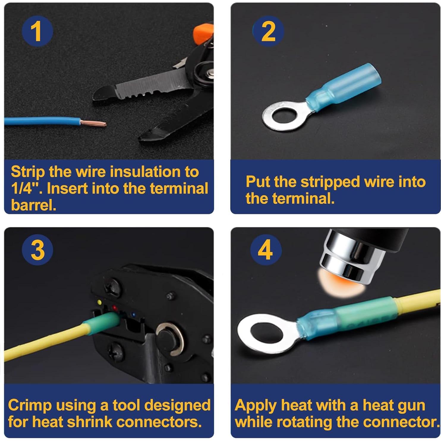 125 Pcs Conectores de Cable Termocontraíble Tanbupu - 3 Colores