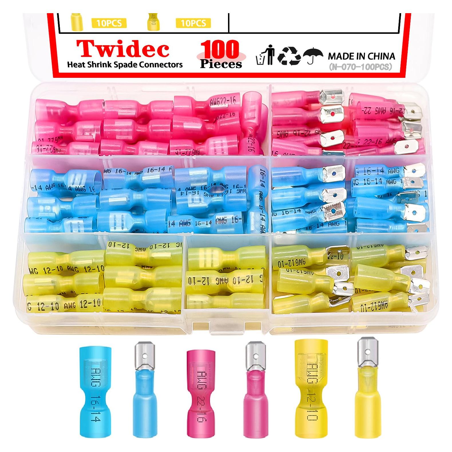 Kit de Conectores de Espada Termoretráctiles Twidec 100PCS
