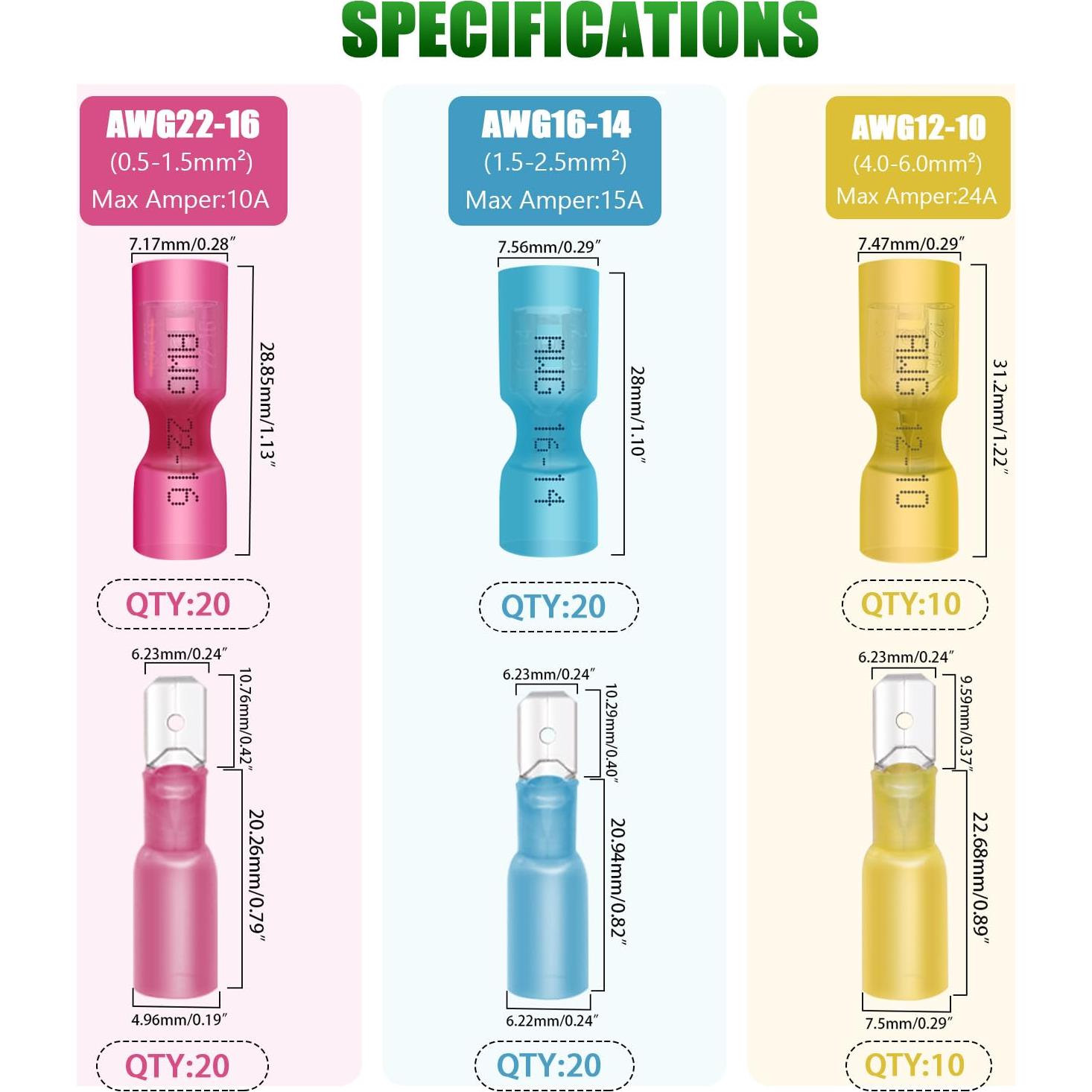 Kit de Conectores de Espada Termoretráctiles Twidec 100PCS