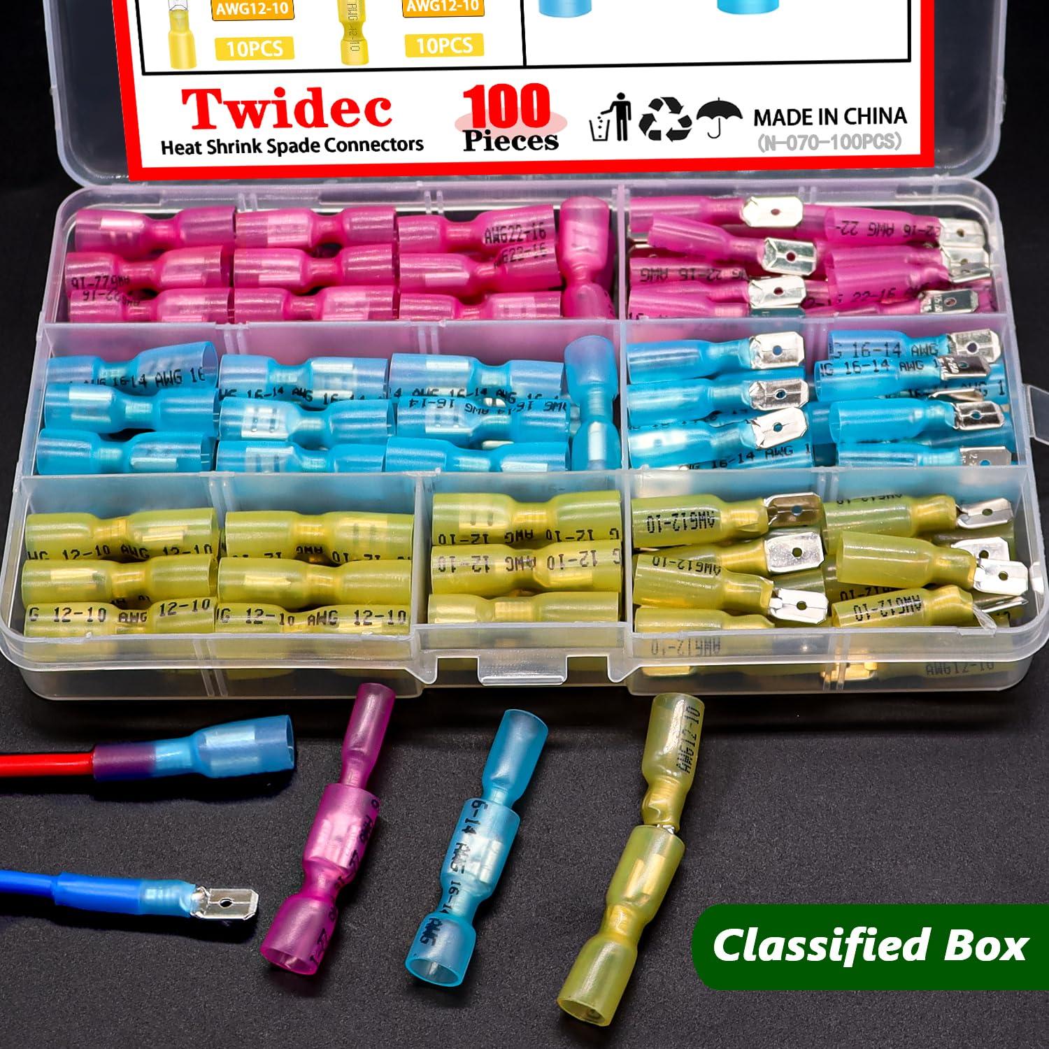 Kit de Conectores de Espada Termoretráctiles Twidec 100PCS