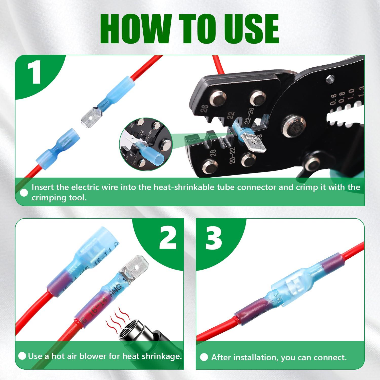 Kit de Conectores de Espada Termoretráctiles Twidec 100PCS