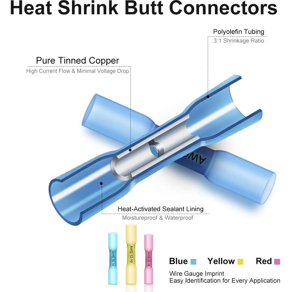 Kit de Conectores Termoretráctiles KONBUR 580Pcs Aislados