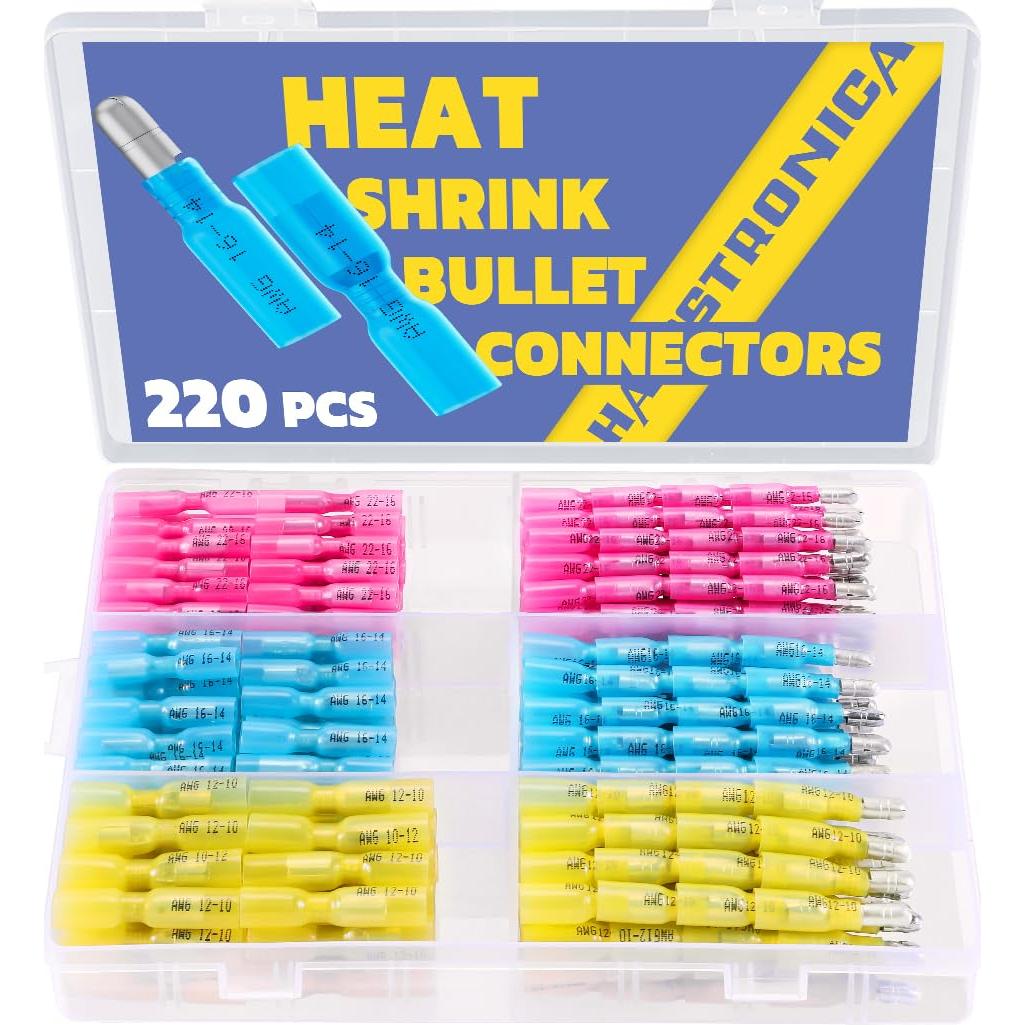 Kit 220 Piezas Conectores de Bala Termocontraíbles Haisstronica