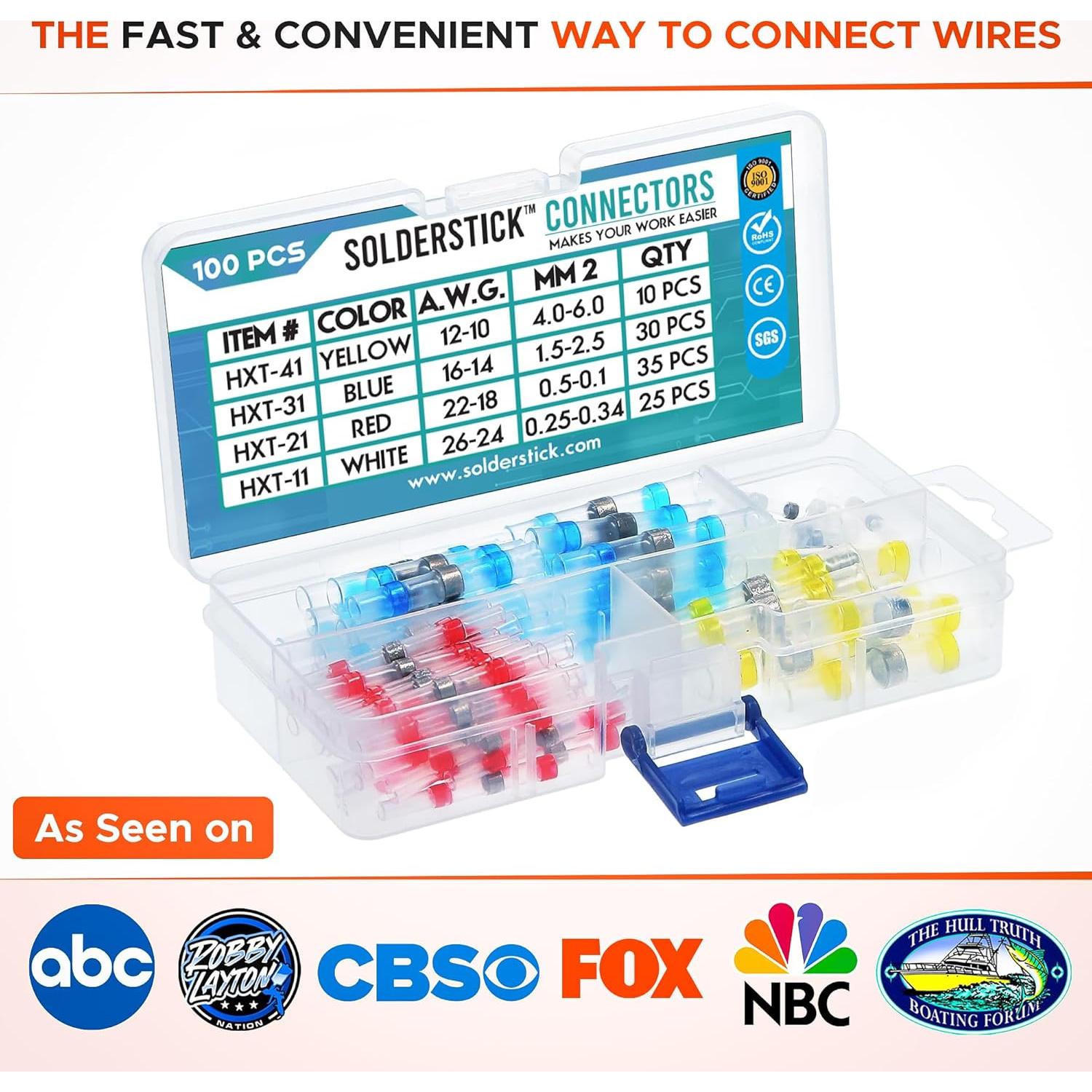 Kit de Conectores de Soldadura Solderstick 100 Piezas AWG
