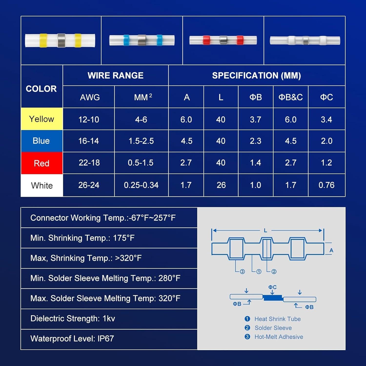 Kit de 800 Conectores de Cable Solder Seal Nayoto - Impermeables