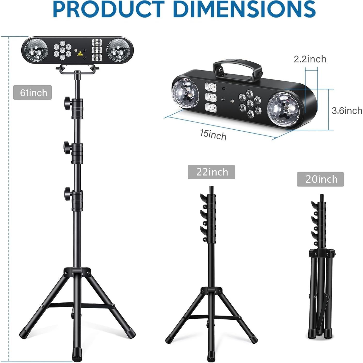 Luces de DJ Telbum PartyBar 5 en 1 con soporte y efectos