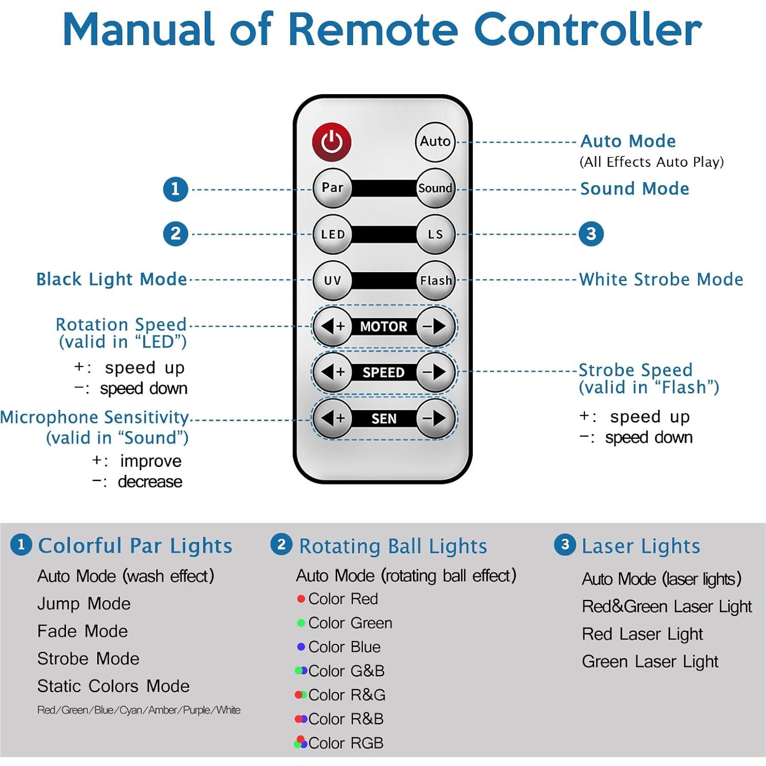 Luces de DJ Telbum PartyBar 5 en 1 con soporte y efectos