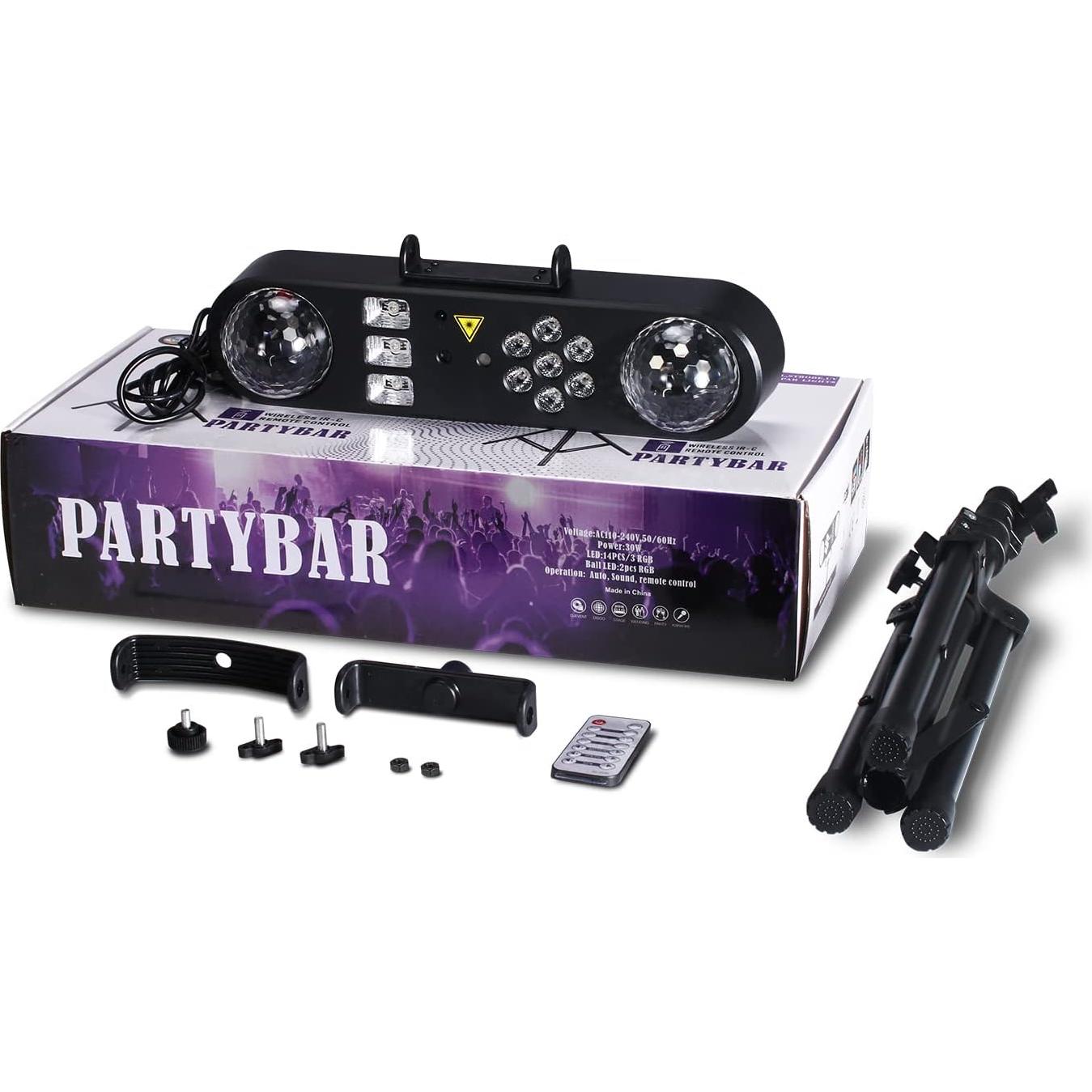 Luces de DJ Telbum PartyBar 5 en 1 con soporte y efectos