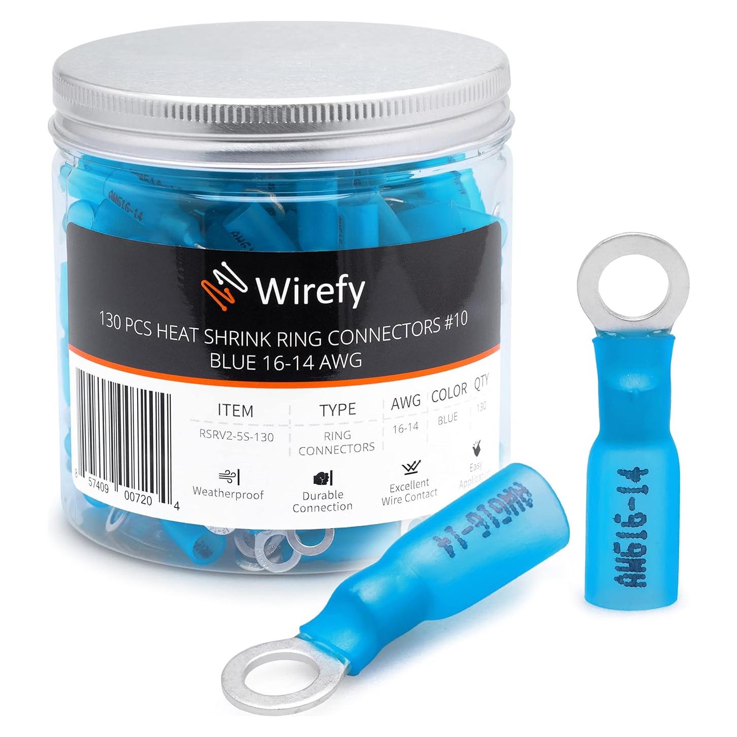 Terminales de Anillo Termocontraíbles Wirefy #10 - 130 PCS