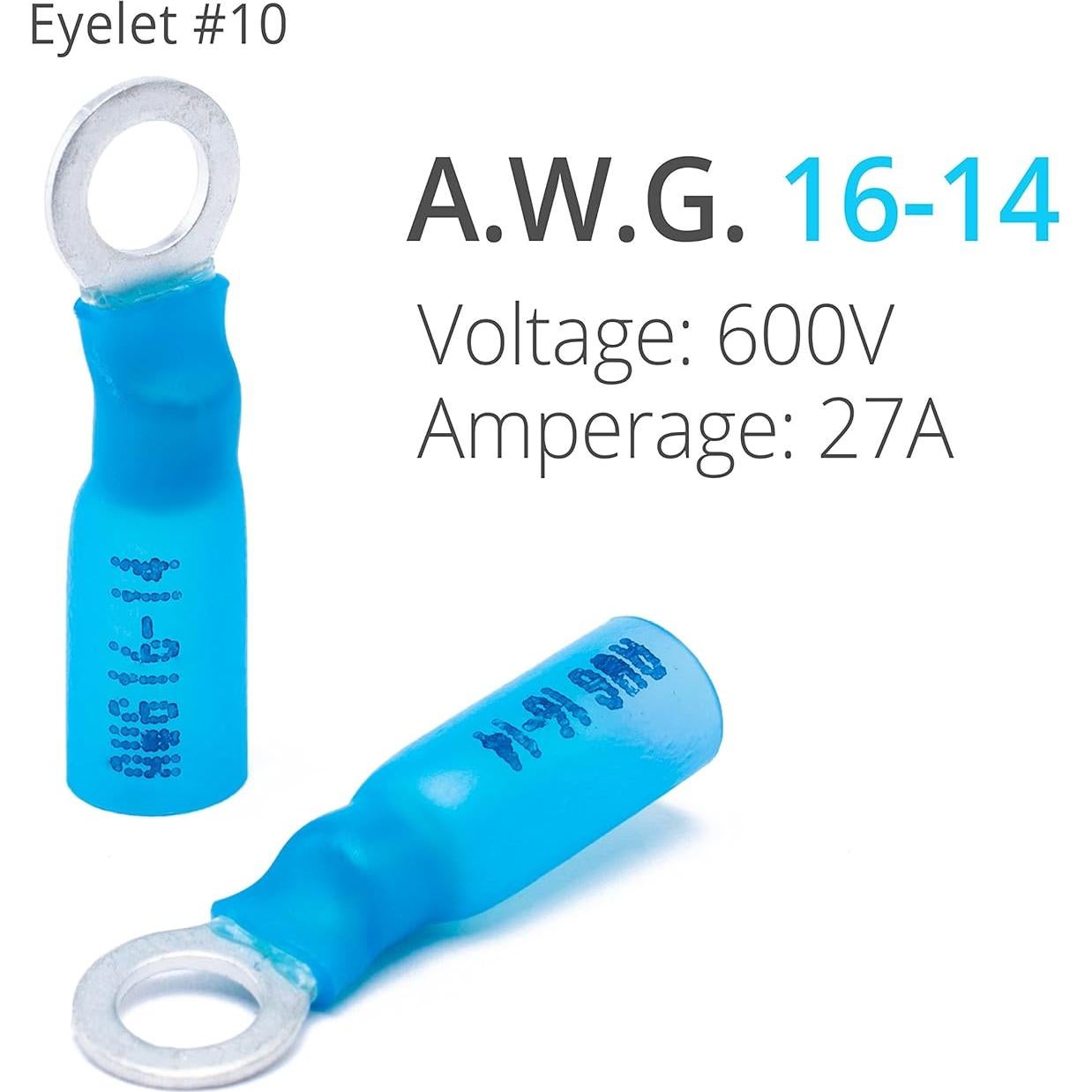 Terminales de Anillo Termocontraíbles Wirefy #10 - 130 PCS