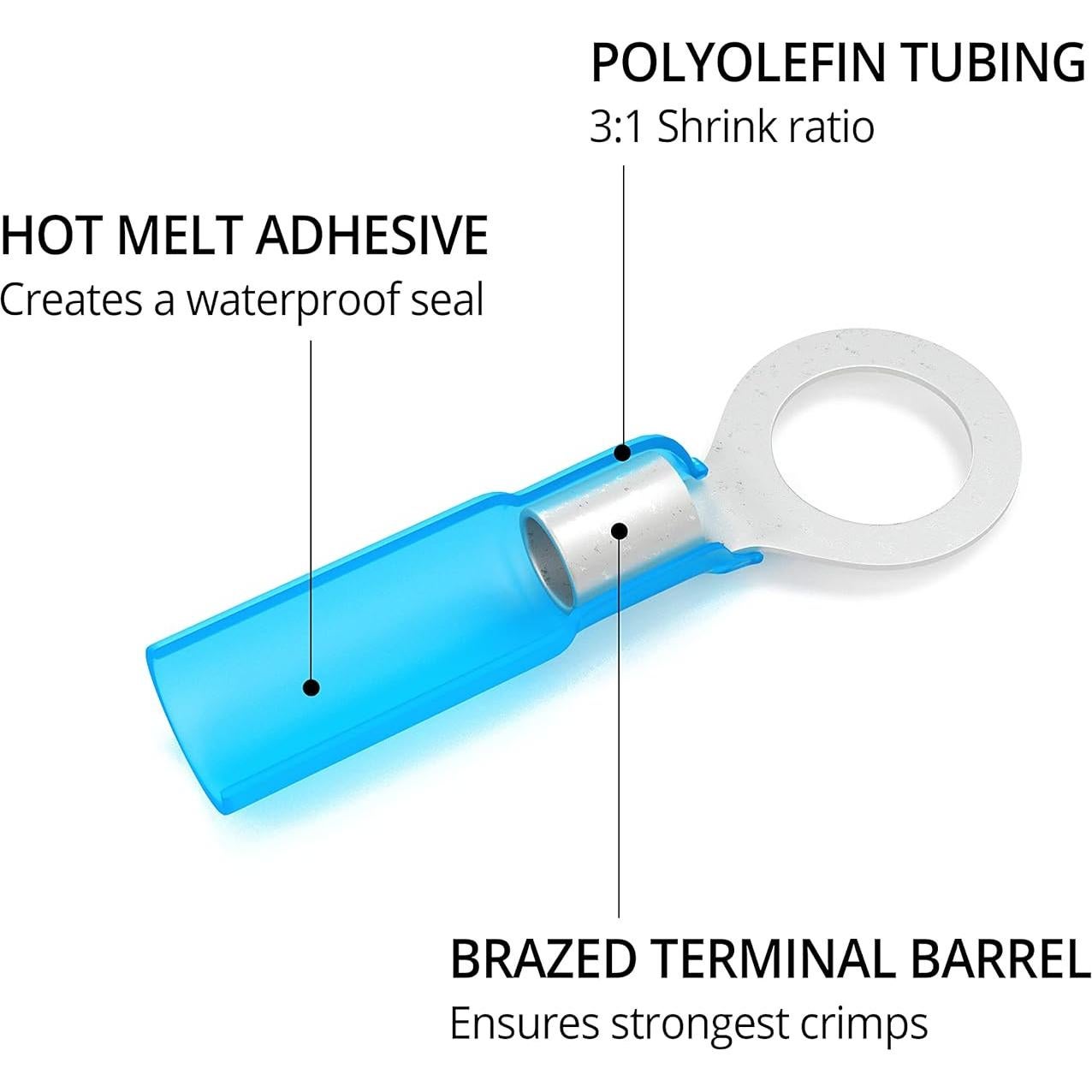 Terminales de Anillo Termocontraíbles Wirefy #10 - 130 PCS