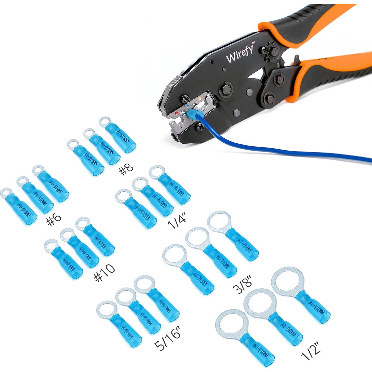 Terminales de Anillo Termocontraíbles Wirefy #10 - 130 PCS