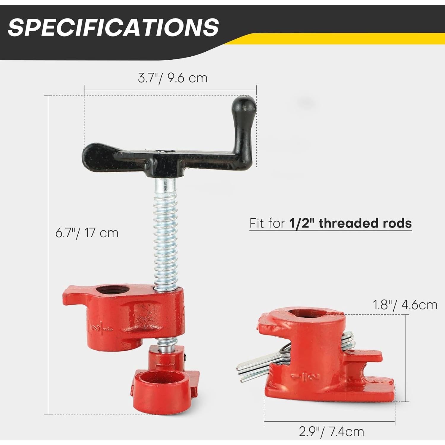 Juego de Abrazaderas de Tubo Acymner 4 Pzas 1/2" Hierro Fundido