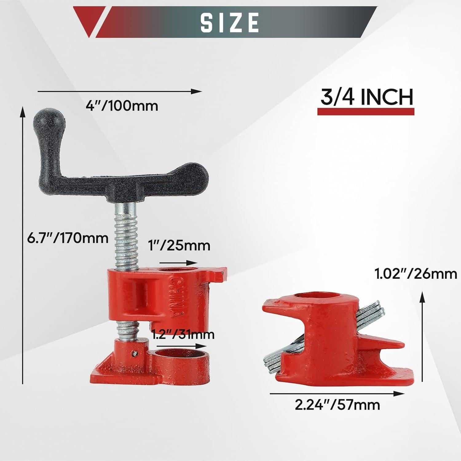 Juego de Abrazaderas de Tubo ATPEAM 6 Piezas 3/4" Hierro Fundido