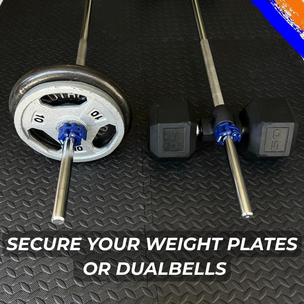 Collares de Peso Dualbell 1" (25mm) Azul - Par de Clips Gimnasio