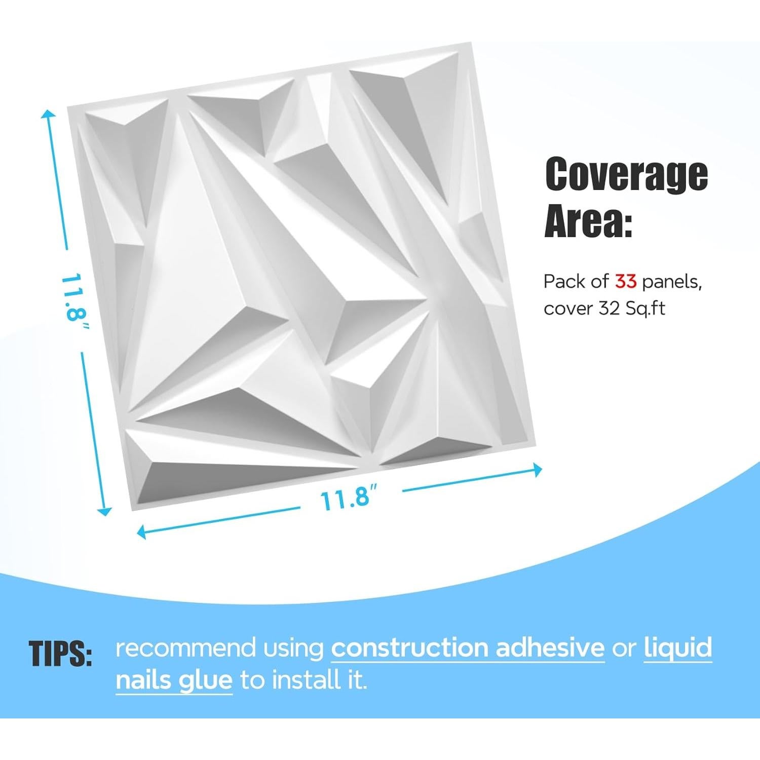 Paneles de Pared 3D STICKGOO Blancos 33 Unidades 30.48cm