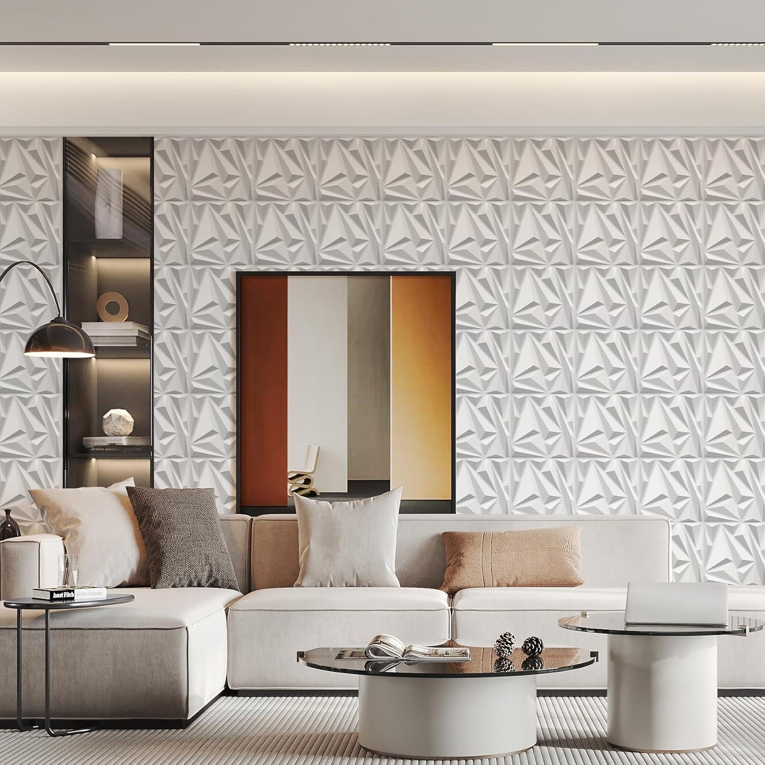 Paneles de Pared 3D STICKGOO Blancos 33 Unidades 30.48cm