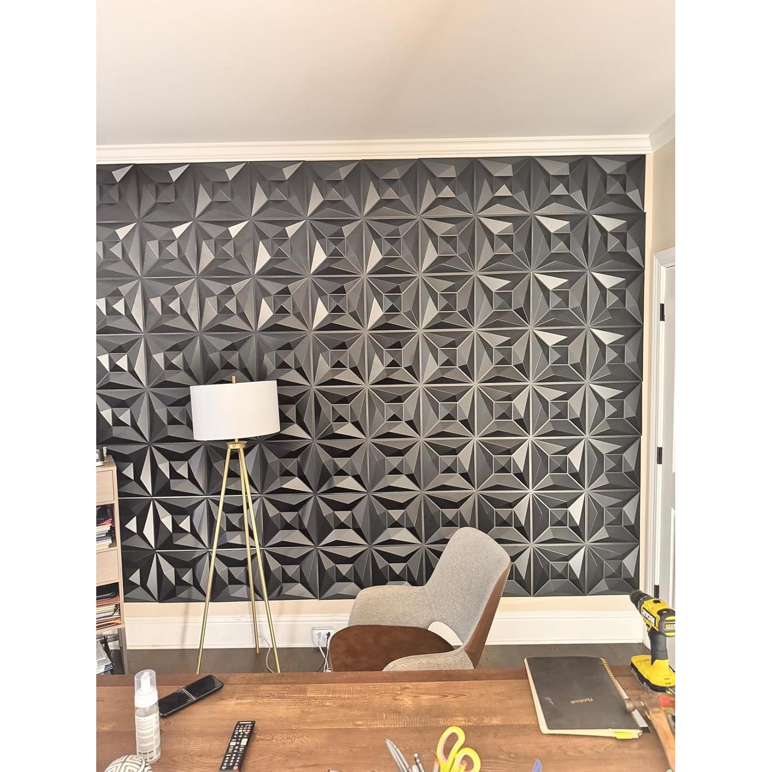 Paneles de Pared 3D Umedol 40 Pcs 30x30 cm Texturizados Negros