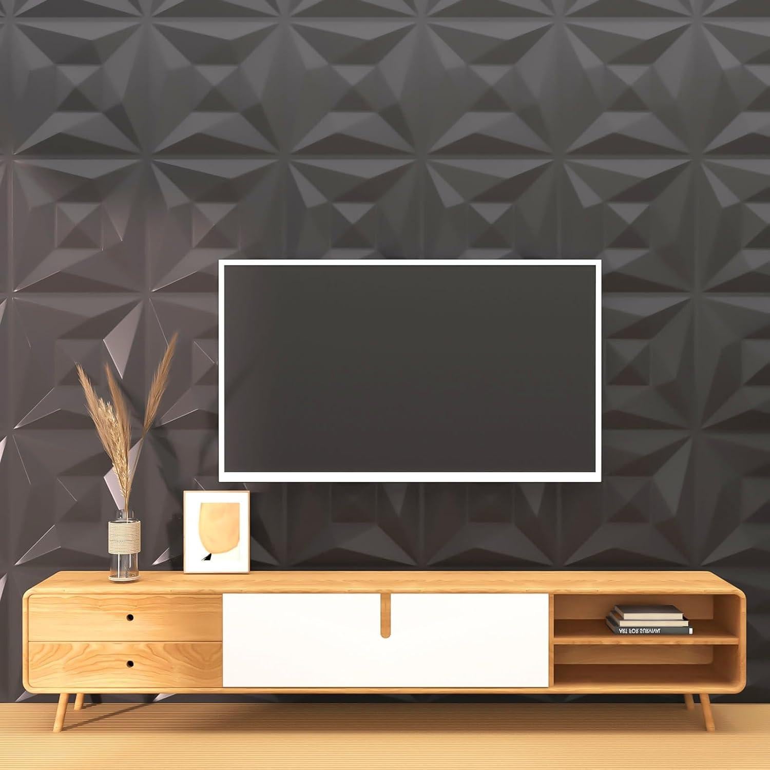 Paneles de Pared 3D Umedol 40 Pcs 30x30 cm Texturizados Negros