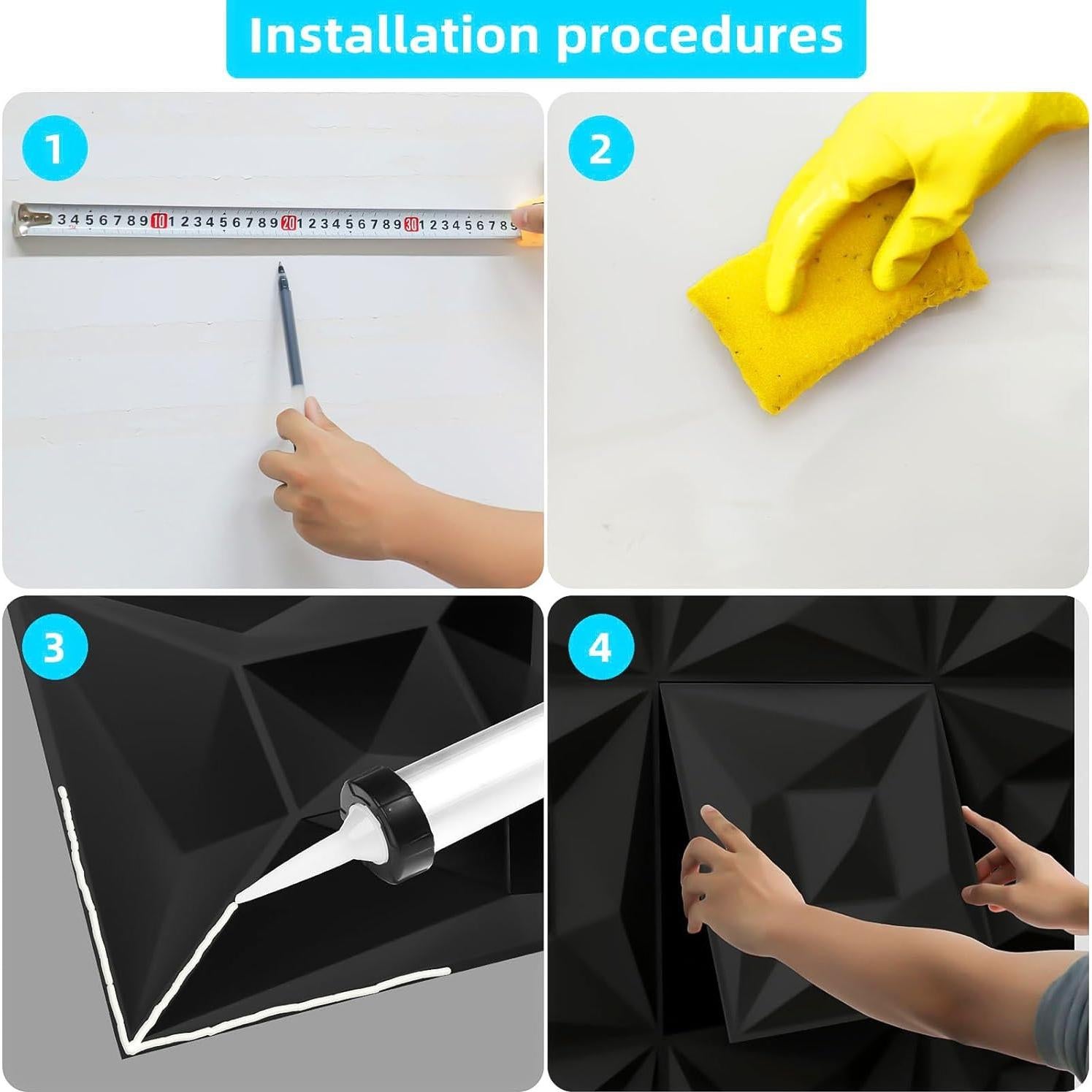 Paneles de Pared 3D Umedol 40 Pcs 30x30 cm Texturizados Negros