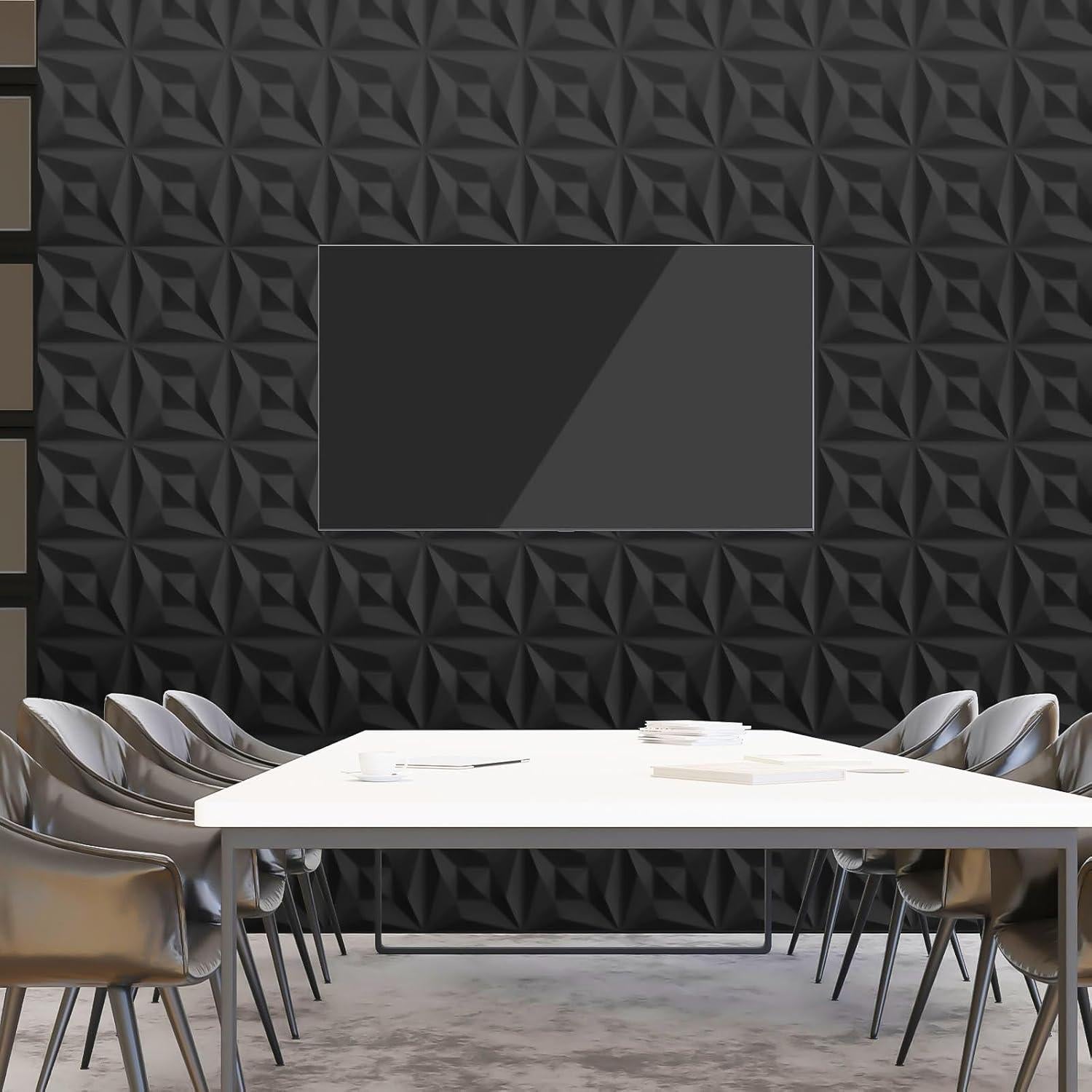 Paneles de Pared 3D Umedol 40 Pcs 30x30 cm Texturizados Negros