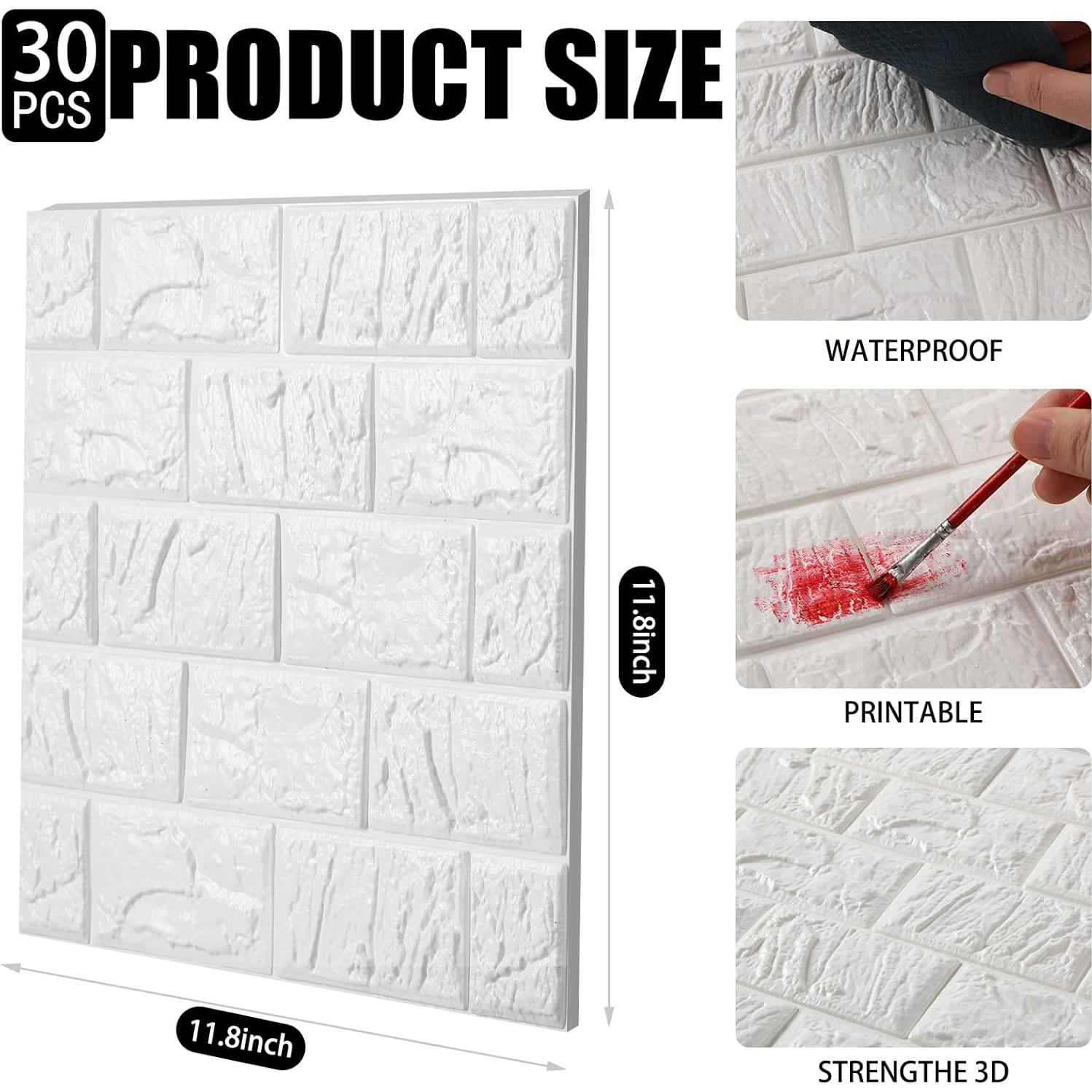 Paneles de Pared 3D Autoadhesivos Tinlade 30 Pcs Blanco