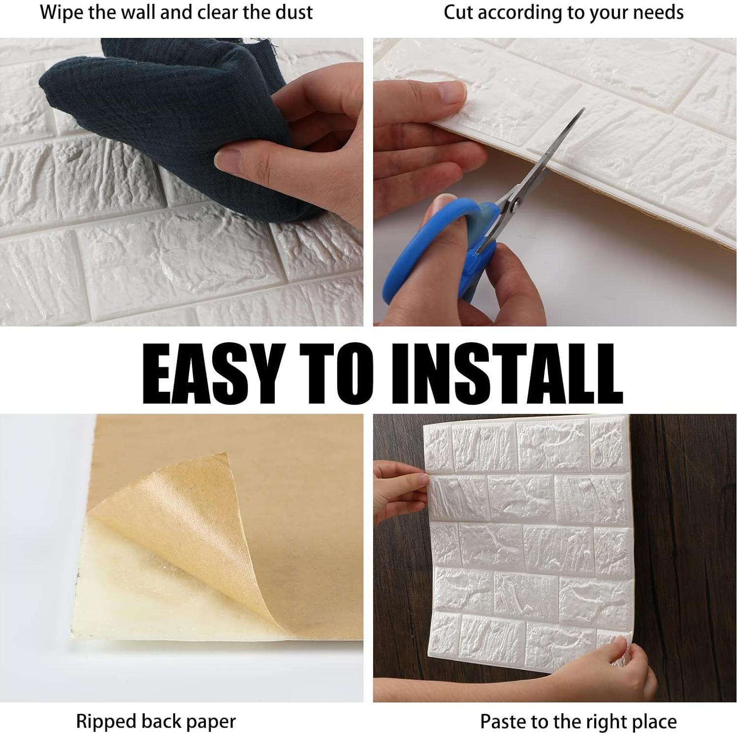 Paneles de Pared 3D Autoadhesivos Tinlade 30 Pcs Blanco